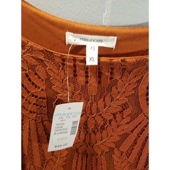 Maurice Women's XL  Rusty Brown Lace Sleeveless Fit & Flare Maxi‎ Dress - Picture 3 of 12